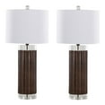 thumbnail image 1 of Grandview Gallery Cylinder Table Lamps - Set of 2, 29.25” Fluted Polyresin Brown with Crystal & Linen Shade, 1 of 5