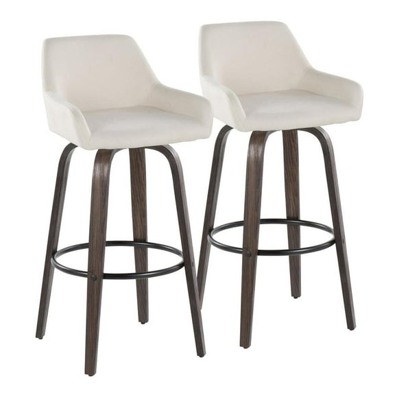 LumiSource Brown Daniella 30" Fixed-Height Barstool - Set of 2