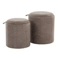 thumbnail image 1 of LumiSource Brown Fabric, Natural Wood Tray Nesting Ottoman Set, 1 of 6