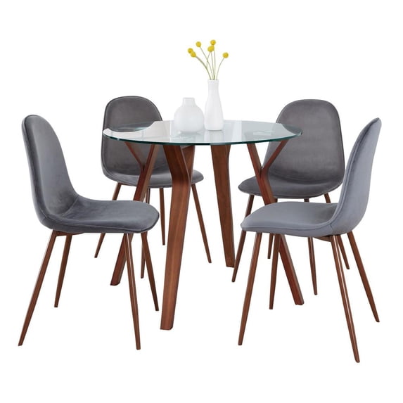 LumiSource Brown Folia Round Pebble Dining Set - 5 Piece