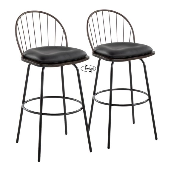 LumiSource Brown Riley Claire 30" Fixed-Height Barstool - Set of 2