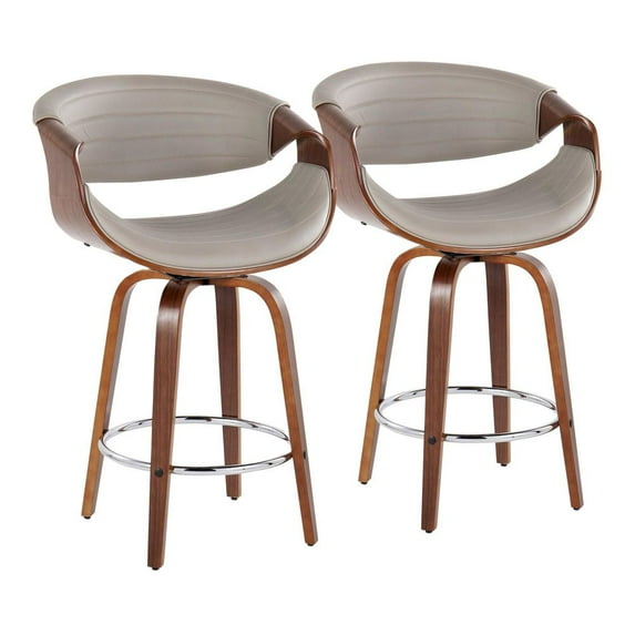 LumiSource Brown Symphony 26" Fixed-Height Counter Stool - Set of 2
