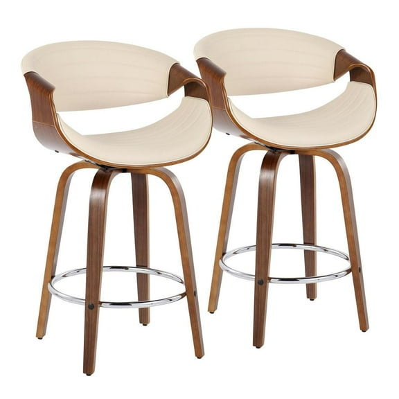 LumiSource Brown Symphony 26" Fixed-Height Counter Stool - Set of 2