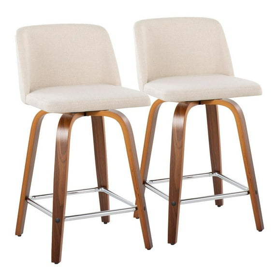 LumiSource Brown Toriano 24" Fixed Height Counter Stool - Set of 2