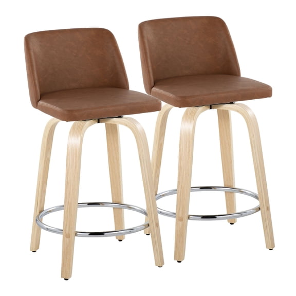 Toriano Counter Stools for Kitchen Counter, Counter Height Chairs, Bar Stools Set of 2, Counter Height Stools, Counter Height Chairs, Bar Stools For Kitchen Island (Camel Faux Leather)
