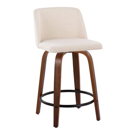 LumiSource Brown Toriano 24" Fixed Height Counter Stool - Set of 2