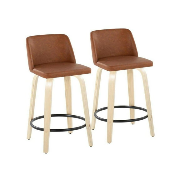 LumiSource Brown Toriano 24" Fixed Height Counter Stool - Set of 2