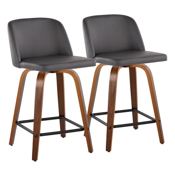 LumiSource Brown Toriano 24" Fixed Height Counter Stool - Set of 2