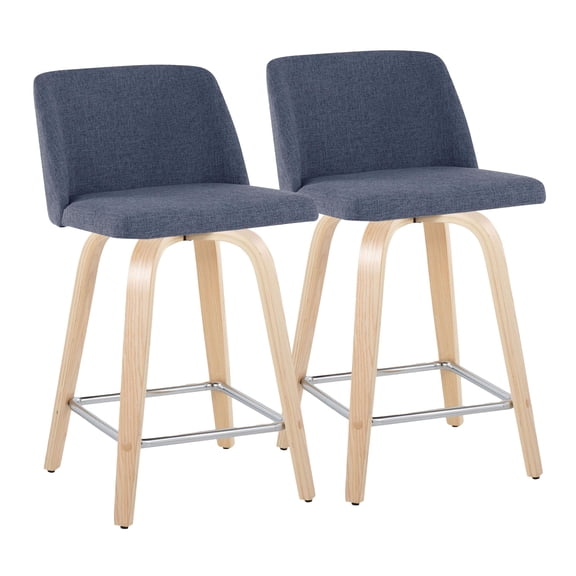 Toriano Counter Stools for Kitchen Counter, Counter Height Chairs, Bar Stools Set of 2, Counter Height Stools, Counter Height Chairs, Bar Stools For Kitchen Island (Blue Fabric)