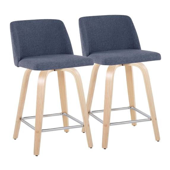 Toriano Counter Stools for Kitchen Counter, Counter Height Chairs, Bar Stools Set of 2, Counter Height Stools, Counter Height Chairs, Bar Stools For Kitchen Island (Blue Fabric)