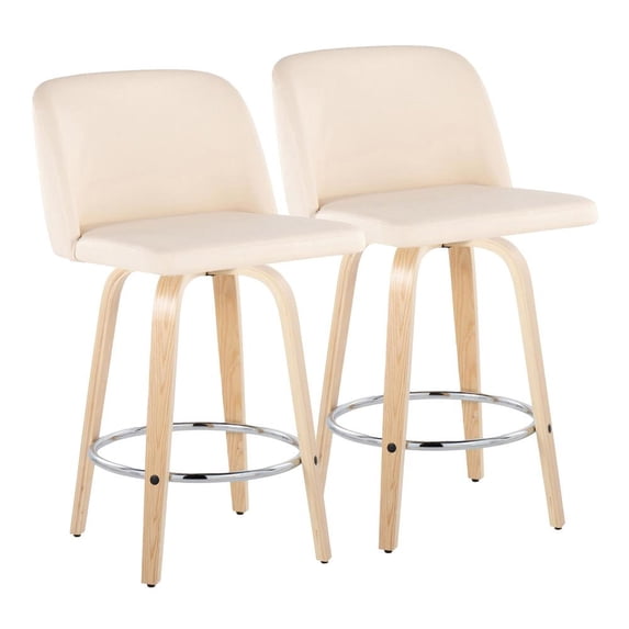 LumiSource Brown Toriano 24" Fixed Height Counter Stool - Set of 2