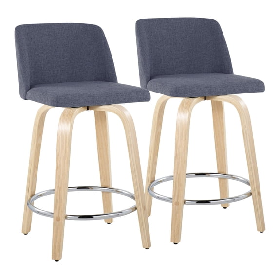 Toriano Counter Stools for Kitchen Counter, Counter Height Chairs, Bar Stools Set of 2, Counter Height Stools, Counter Height Chairs, Bar Stools For Kitchen Island (Blue Fabric)