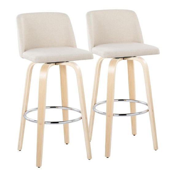 LumiSource Brown Toriano 30" Fixed-Height Barstool - Set of 2