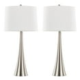 thumbnail image 1 of Grandview Gallery 29" Brushed Nickel Metal Table Lamp Set with Hourglass Body Design and White Textured Linen Tapered Drum Shades - Modern Lighting for Any Room (Set of 2), 1 of 6