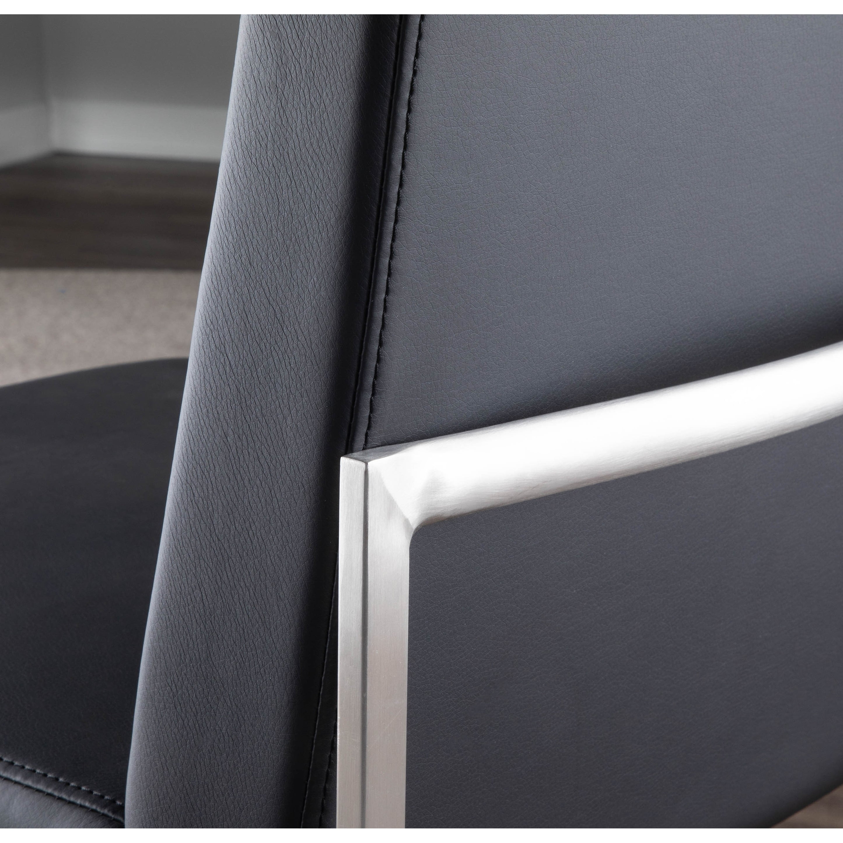 Fuji Contemporary High Back Faux Leather Dining Chair in Black