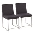 thumbnail image 1 of Lumisource High Back Fuji Contemporary Dining Chair in Brushed Stainless Steel and Charcoal Fabric - Set of 2, 1 of 7