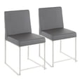 thumbnail image 1 of High Back Fuji Contemporary Dining Chair in Stainless Steel and Grey Faux Leather by LumiSource - Set of 2, 1 of 5