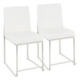 thumbnail image 1 of LumiSource Brushed Stainless Steel, White PU High Back Fuji Dining Chair - Set of 2, 1 of 11