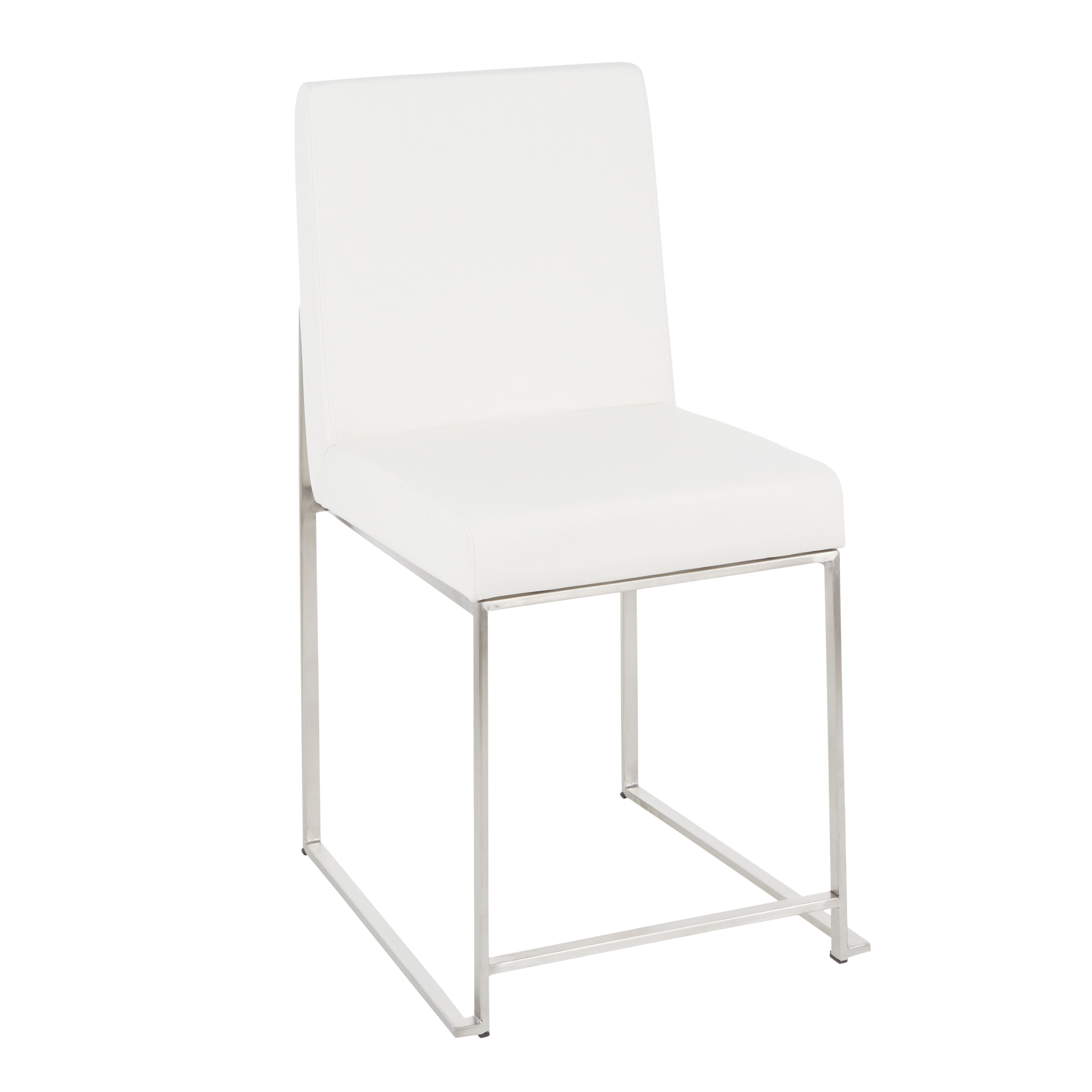 White Faux Leather High Back Metal Side Chair