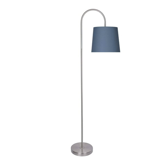 LumiSource Cane 62" Metal Floor Lamp Brushed Nickel/Navy Shade