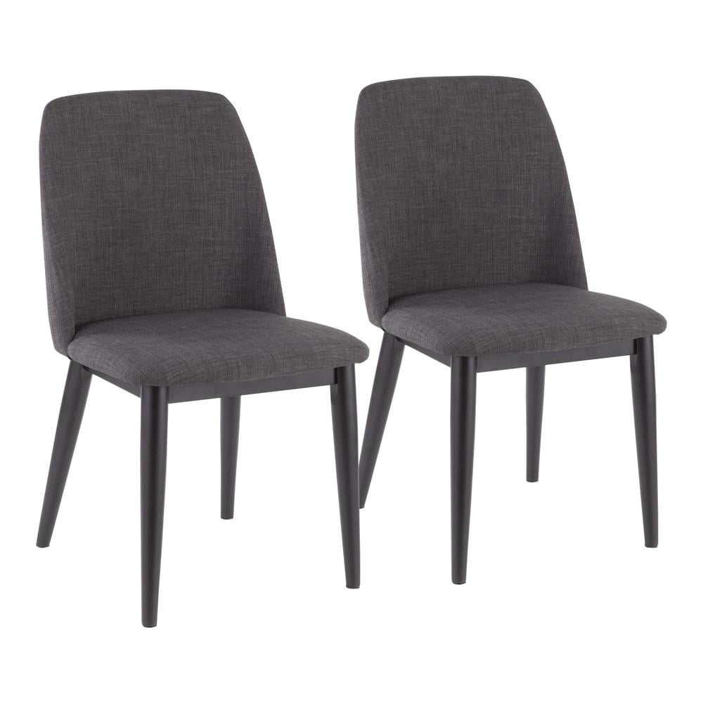 Charcoal Upholstered Wood Parsons Side Chair Set of 2