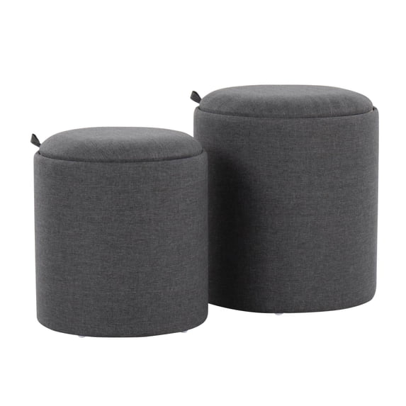 Lumisource Tray Nesting Ottoman Set With Charcoal Fabric OT-TRAYNEST CHARNA
