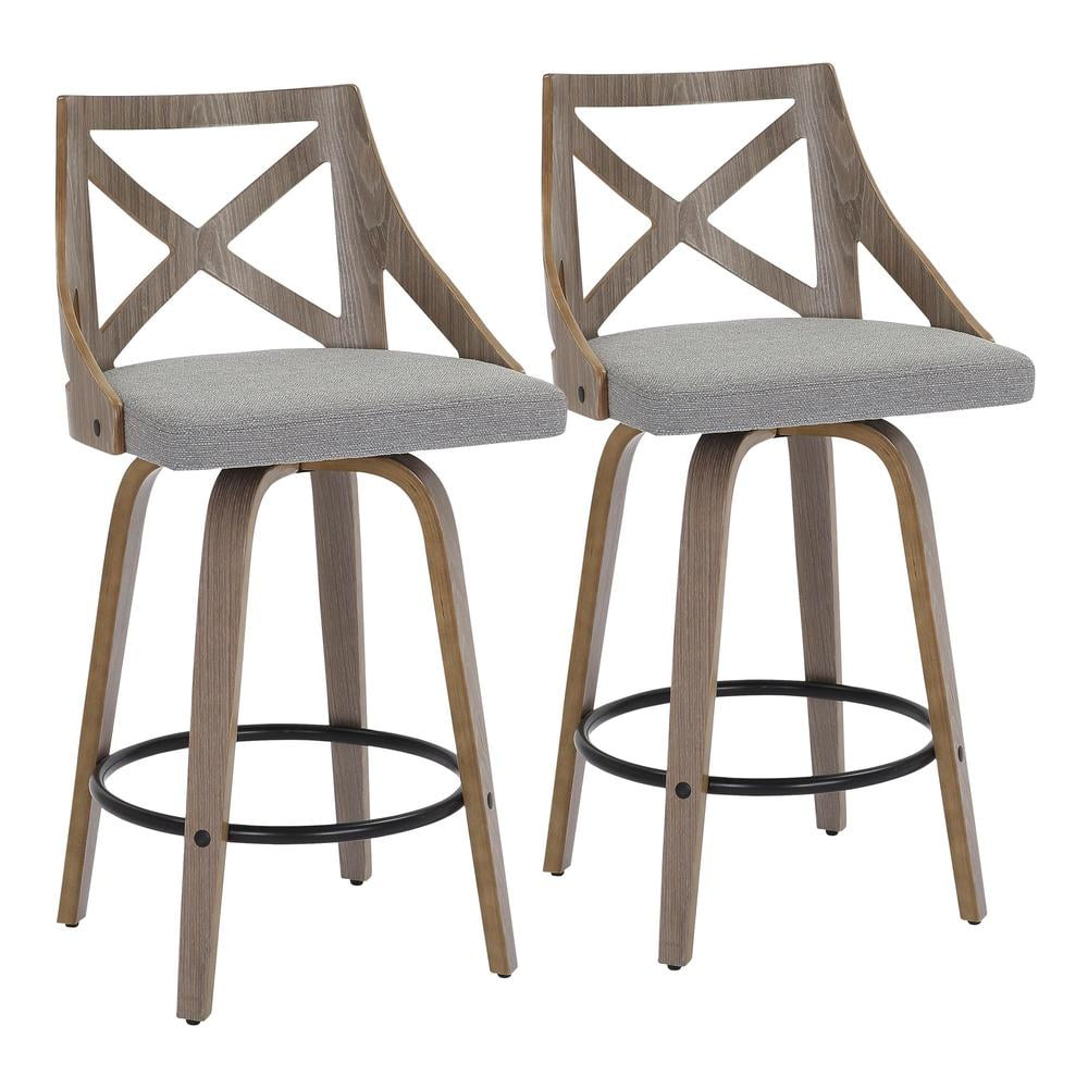 Charlotte 19" Dark Gray Wood Swivel Counter Stool, Set of 2