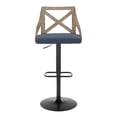 thumbnail image 1 of The Gray Barn  Charlotte Adjustable Bar Stool with Rounded Rectangular Footrest (Set of 2) Blue Fabric/White Wash/Black, 1 of 5