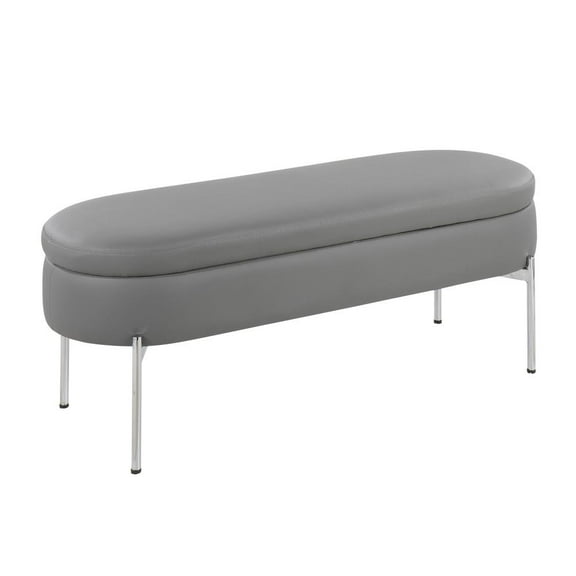 Lumisource Chloe Contemporary Storage Bench With Chrome Finish BC-CHLOE STOR GY