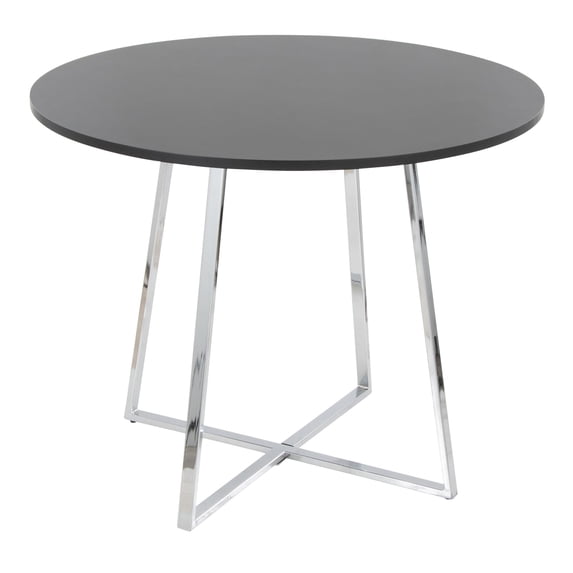 Cosmo Canary Dining Table, Dining Height Table, Small Dining Table for 4, Round Dinette Table, Wood Kitchen Table (Chrome Metal, Black MDF)
