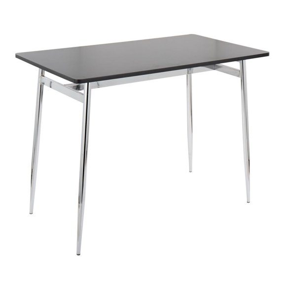 LumiSource Chrome Metal, Black Wood Marcel Counter Table