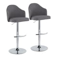 thumbnail image 1 of LumiSource Chrome Metal, Grey Fabric Ahoy Adjustable Barstool - Set of 2, 1 of 6