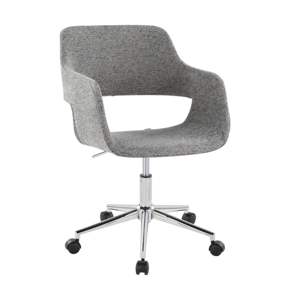 LumiSource Chrome Metal, Grey Fabric Margarite Task Chair
