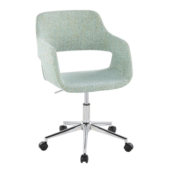 LumiSource Chrome Metal, Light Green Fabric Margarite Task Chair