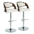 thumbnail image 1 of LumiSource Chrome Metal, Mahogany Wood, White PU Pino Adjustable Barstool - Set of 2, 1 of 9