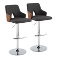 thumbnail image 1 of Stella Contemporary Adjustable Barstool Stool with Swivel in Chrome Metal, Walnut Wood and Charcoal Fabric with Rounded "T" Footrest by LumiSource - Set of 2, 1 of 4
