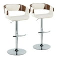 thumbnail image 1 of LumiSource Chrome Metal, Walnut Wood, Cream Fabric Elisa Adjustable Barstool - Set of 2, 1 of 6