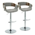 thumbnail image 1 of LumiSource Chrome Metal, Walnut Wood, Grey Fabric Elisa Adjustable Barstool - Set of 2, 1 of 6