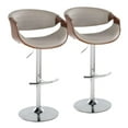 thumbnail image 1 of LumiSource Chrome Metal, Walnut Wood, Grey PU Symphony Adjustable Barstool - Set of 2, 1 of 6