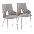 thumbnail image 1 of Stella Contemporary Accent/Dining Chair in Chrome Metal, Walnut Wood and Light Grey Fabric by LumiSource - Set of 2, 1 of 4