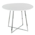 thumbnail image 1 of Cosmo Canary Dining Table, Dining Height Table, Small Dining Table for 4, Round Dinette Table, Wood Kitchen Table (Chrome Metal, White MDF), 1 of 6