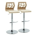 thumbnail image 1 of LumiSource Chrome Metal, Zebra Wood, Cream PU Folia Adjustable Barstool - Set of 2, 1 of 6