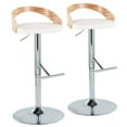 thumbnail image 1 of LumiSource Chrome Metal, Zebra Wood, White PU Grotto Adjustable Barstool - Set of 2, 1 of 9