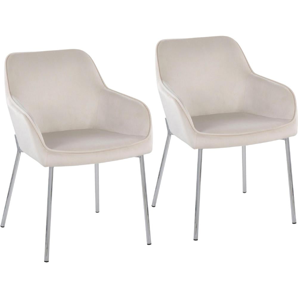 Daniella Cream Velvet and Chrome Steel Upholstered Dining Chair