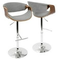thumbnail image 1 of LumiSource Chrome, Walnut Wood, Light Grey Fabric Curvo Barstool - Set of 2, 1 of 9