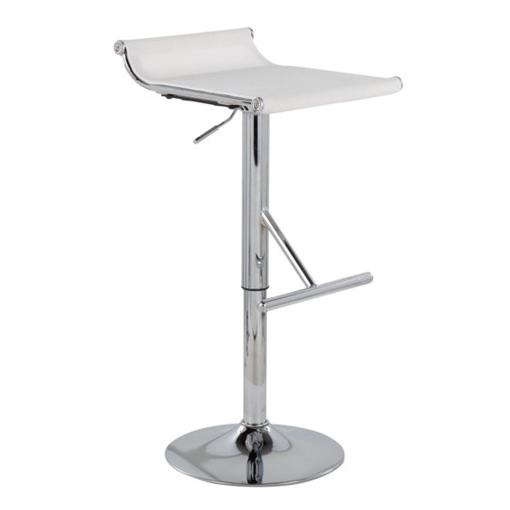 Mirage Ale Contemporary Adjustable Bar Stool In Chrome And White Mesh