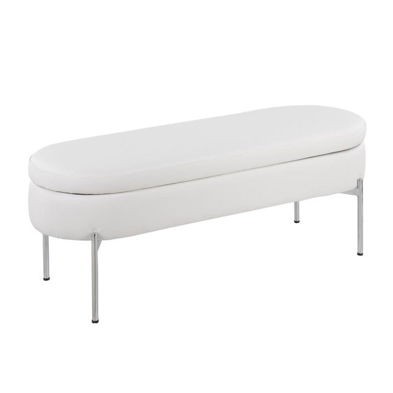 Lumisource Chloe Contemporary Storage Bench With Chrome Finish BC-CHLOE STOR W