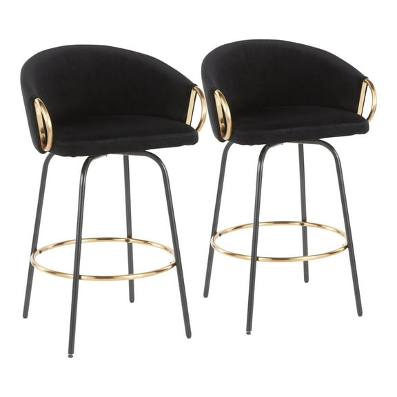 LumiSource Claire 26.25 in. Contemporary/Glam Counter Stool - Set of 2
