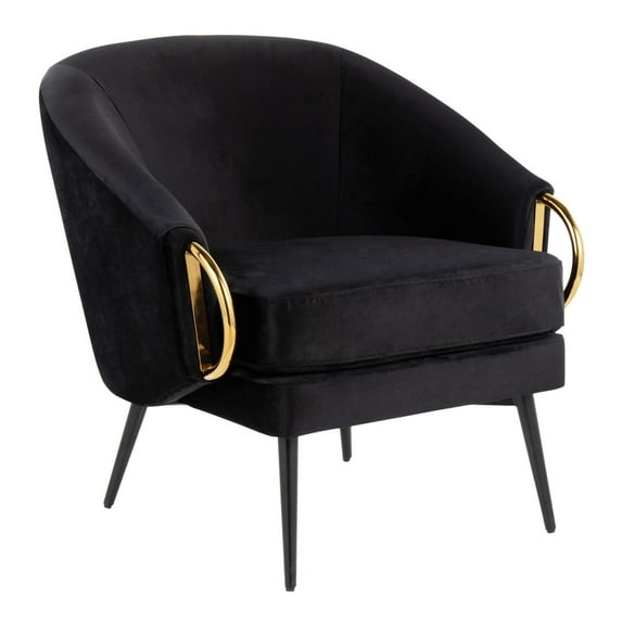 LumiSource Claire Velvet/Steel Accent Chair, Black/Gold