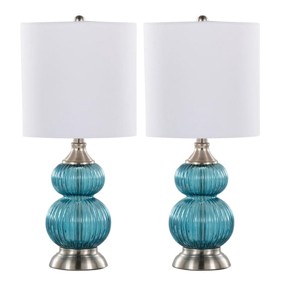 LumiSource Clear Belle 20" Glass Accent Lamp - Set of 2